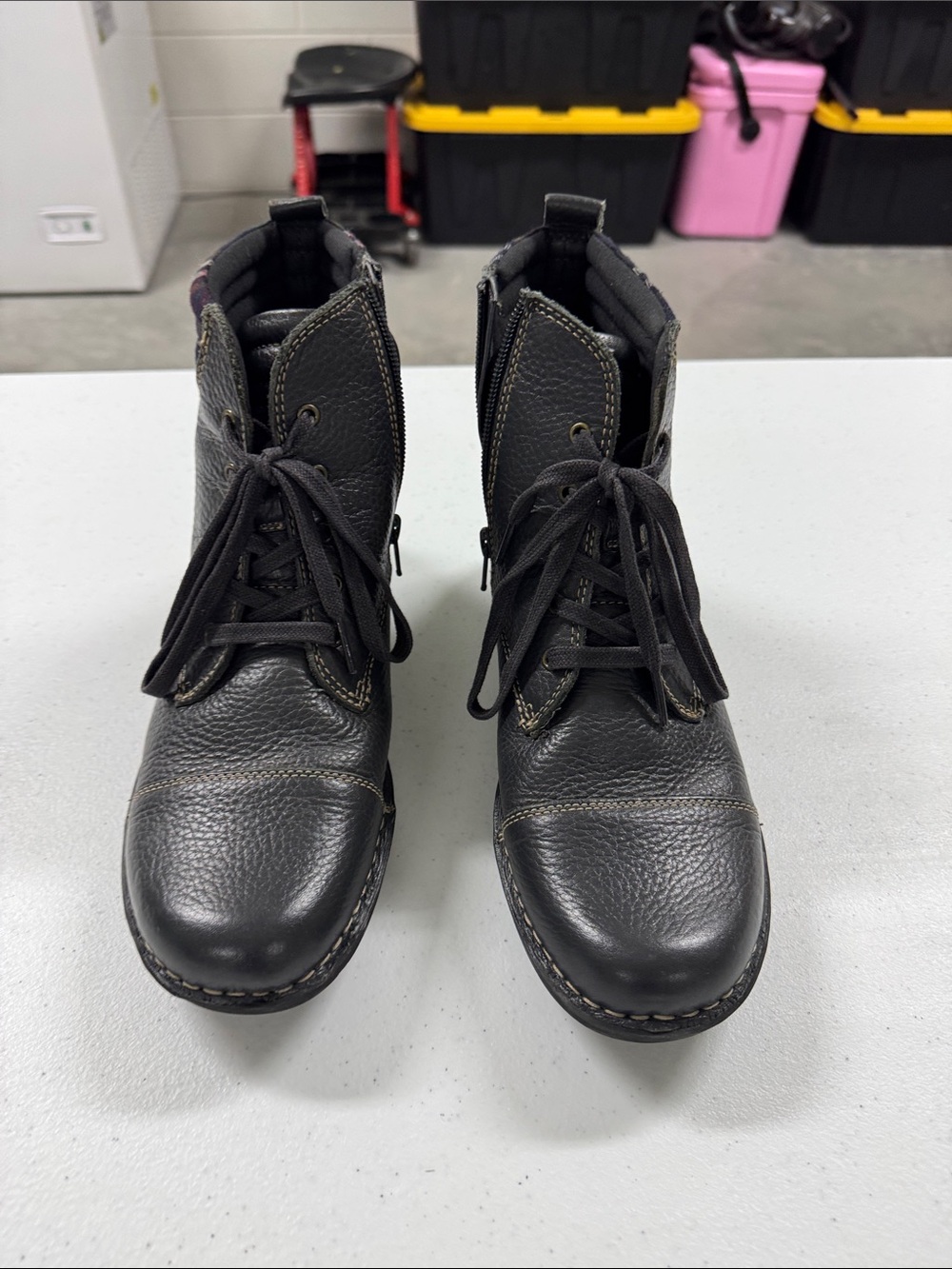 Ladies grey Leather Lace-Up Ankle Boots